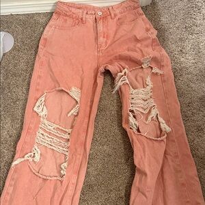 Distressed Pink Women's Jeans